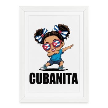 Drapeau de Cuba Jolies Cubanitas Filles Femmes - Affiche encadrée (27 × 37 cm) - blanc - Devant