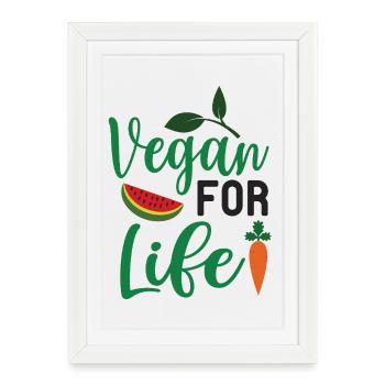 Végétalien pour la vie - Affiche encadrée (27 × 37 cm) - blanc - Devant
