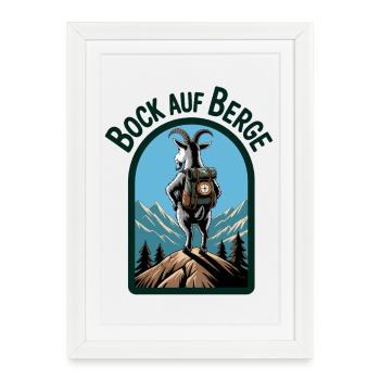 Mountain goat with backpack - Framed poster (27 × 37 cm) - white - Front