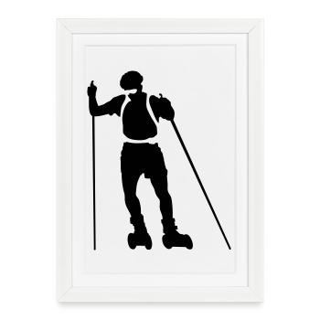 Patinage nordique - Affiche encadrée (27 × 37 cm) - blanc - Devant