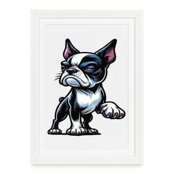 Boston Terrier Propriétaire du Boston Terrier Bosti - Affiche encadrée (27 × 37 cm) - blanc - Devant