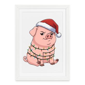 Mürrisches Schwein Weihnachten Clumsy Santa Lustig - Affiche encadrée (27 × 37 cm) - blanc - Devant