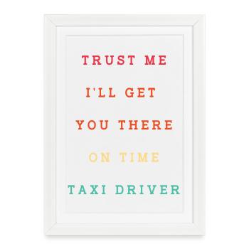 Taxi Chauffeur de taxi - Affiche encadrée (27 × 37 cm) - blanc - Devant