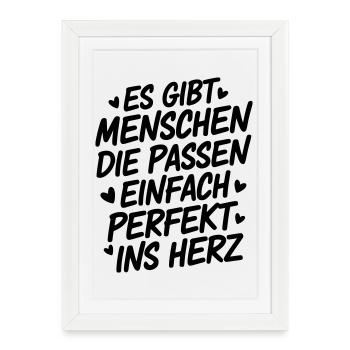 Des gens qui s’intègrent parfaitement dans le cœur - Affiche encadrée (27 × 37 cm) - blanc - Devant