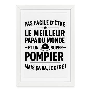 Pompier – Super Papa Pompier - Affiche encadrée (27 × 37 cm) - blanc - Devant