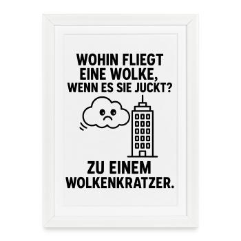 Blague pour enfants sur le nuage griffé - Affiche encadrée (27 × 37 cm) - blanc - Devant