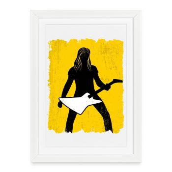 Guitar Player Silhouette Graffiti Poster - Framed poster (27 × 37 cm) - white - Front