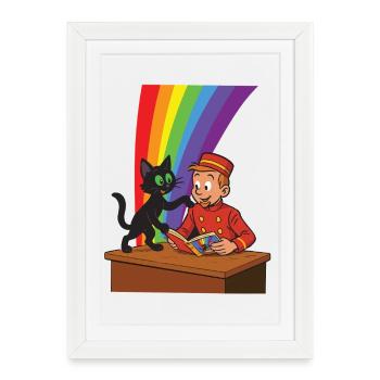 Franky & Meeko - lecture - Affiche encadrée (27 × 37 cm) - blanc - Devant