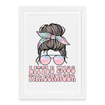 Threenager 3e anniversaire 3 ans Filles - Affiche encadrée (27 × 37 cm) - blanc - Devant