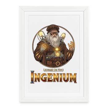 Ingenium Léonardo: Sorcier Steampunk - Affiche encadrée (27 × 37 cm) - blanc - Devant