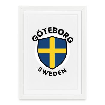 Bouclier du drapeau de Göteborg - Affiche encadrée (27 × 37 cm) - blanc - Devant