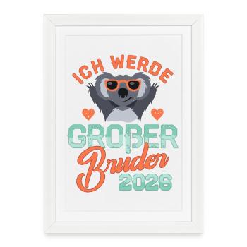 Je vais être Big Brother 2026 - Bébé de grossesse - Affiche encadrée (27 × 37 cm) - blanc - Devant