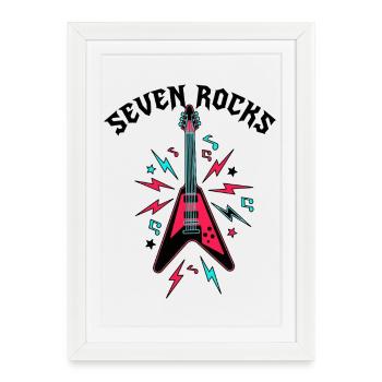 Guitare d’anniversaire de 7 ans de Seven Rocks - Affiche encadrée (27 × 37 cm) - blanc - Devant