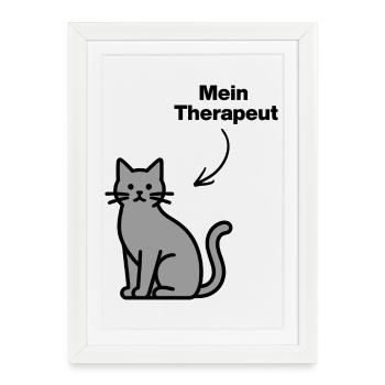 MON THÉRAPEUTE : CHAT ! AMOUR AU NEZ DE FOURRURE, CATHOVER - Affiche encadrée (27 × 37 cm) - blanc - Devant