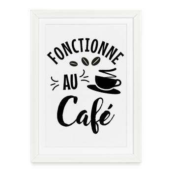 Coffee Humor T-Shirt – Works at the Café - Framed poster (27 × 37 cm) - white - Front