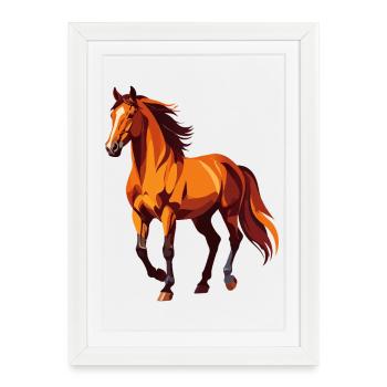Motif graphique de cheval marron dessinant un grand cheval - Affiche encadrée (27 × 37 cm) - blanc - Devant