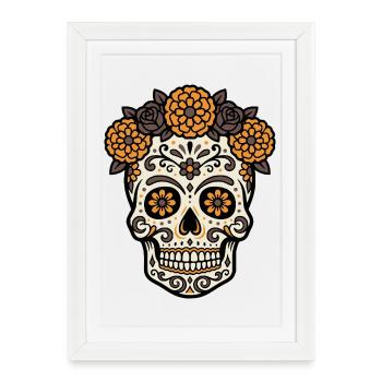 Motif vibrant des DiaMuertos - Affiche encadrée (27 × 37 cm) - blanc - Devant