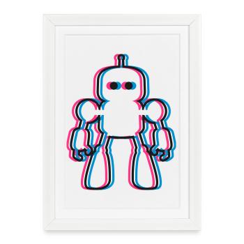 Robot 3D Effect AI Sci-Fi - Framed poster (27 × 37 cm) - white - Front