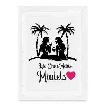 Never without my girls' heart - Framed poster (27 × 37 cm) - white - Front