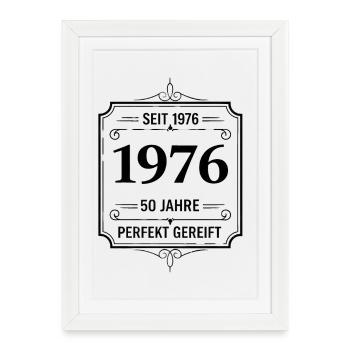 Millésime 1976 – 50 ans parfaitement maturé - Affiche encadrée (27 × 37 cm) - blanc - Devant