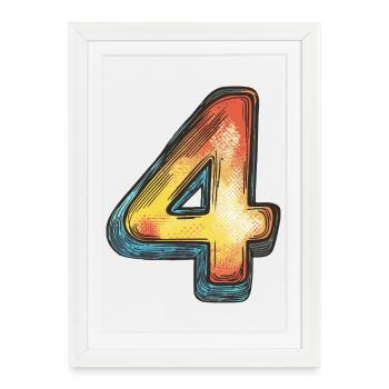 4 Number Colorful - Framed poster (27 × 37 cm) - white - Front