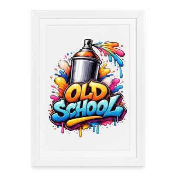 Jet de graffiti à l’ancienne - Affiche encadrée (27 × 37 cm) - blanc - Devant