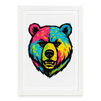 Bear Badly Licked Pop Art - Framed poster (27 × 37 cm) - white - Front