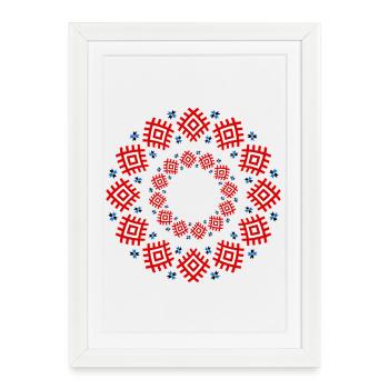 Ukrainian Ethnic Ornament - Traditional Red and Ornament - Framed poster (27 × 37 cm) - white - Front