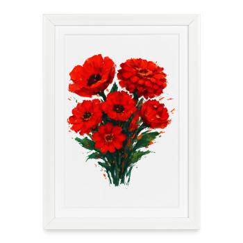 Aquarelle des coquelicots rouges - Affiche encadrée (27 × 37 cm) - blanc - Devant