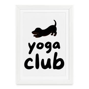 Club de yoga - Posture du chien - Affiche encadrée (27 × 37 cm) - blanc - Devant