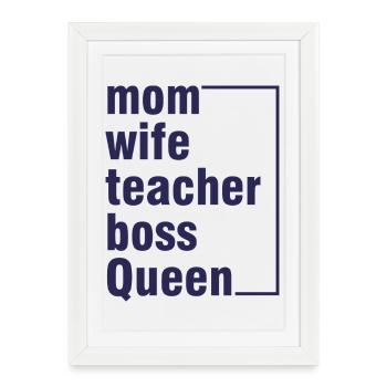 Maman Femme Professeur Reine Chemise - Affiche encadrée (27 × 37 cm) - blanc - Devant
