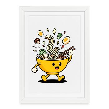 Happy Ramen Bowl - Framed poster (27 × 37 cm) - white - Front