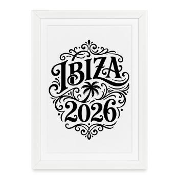 Palmier d’Ibiza 2026 - Affiche encadrée (27 × 37 cm) - blanc - Devant