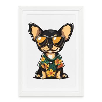 Chihuahua Dog Comic Vacation - Framed poster (27 × 37 cm) - white - Front