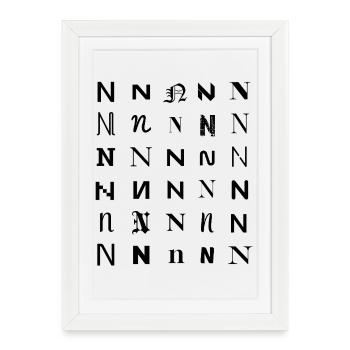 Typography N monogram letter mosaic design - Framed poster (27 × 37 cm) - white - Front