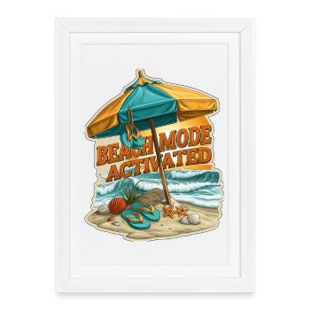 Parapluie de vacances d’été activé en mode plage - Affiche encadrée (27 × 37 cm) - blanc - Devant