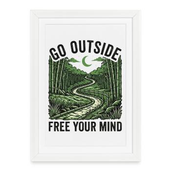 Go Outside Free Your Mind - Affiche encadrée (27 × 37 cm) - blanc - Devant