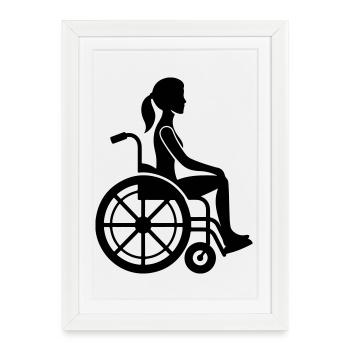 Femme en fauteuil roulant - Affiche encadrée (27 × 37 cm) - blanc - Devant