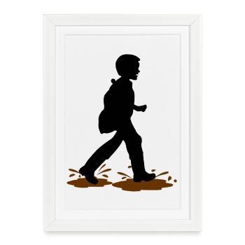 Wadloper Boy – Divertissement dans la boue - Affiche encadrée (27 × 37 cm) - blanc - Devant