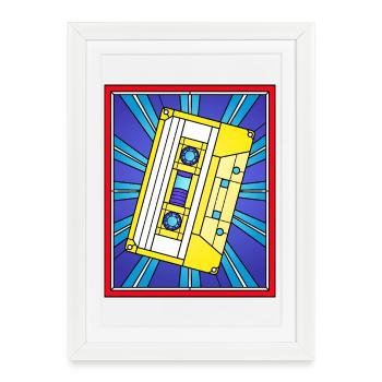 Illustration de cassette en vitrail - Affiche encadrée (27 × 37 cm) - blanc - Devant
