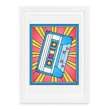 Illustration de cassette en vitrail - Affiche encadrée (27 × 37 cm) - blanc - Devant