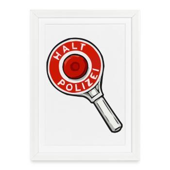 Illustration du badge de police en tenant - Affiche encadrée (27 × 37 cm) - blanc - Devant