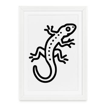 lézard - Affiche encadrée (27 × 37 cm) - blanc - Devant