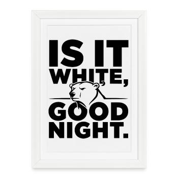 Ours polaire Ours polaire Est-il blanc Bonne nuit Prédateur arctique - Affiche encadrée (27 × 37 cm) - blanc - Devant