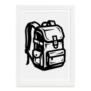 Backpack Symbol Camping Travel - Framed poster (27 × 37 cm) - white - Front