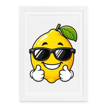Mignon citron cartoon avec un pouce levé - Affiche encadrée (27 × 37 cm) - blanc - Devant