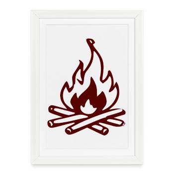 Silhouette Feu de camp rouge - Affiche encadrée (27 × 37 cm) - blanc - Devant