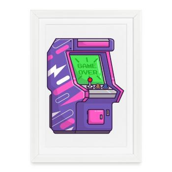 Fin de la partie arcade néon - Affiche encadrée (27 × 37 cm) - blanc - Devant