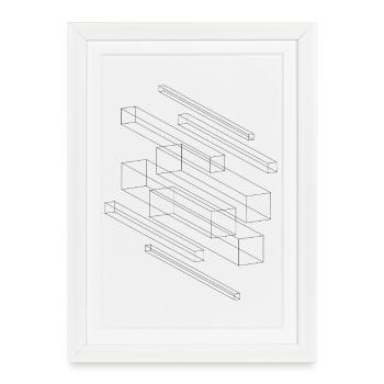 Grille de carrés isométriques - Affiche encadrée (27 × 37 cm) - blanc - Devant