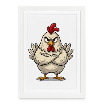 Angry Chicken Vintage Cartoon T-Shirt - Framed poster (27 × 37 cm) - white - Front